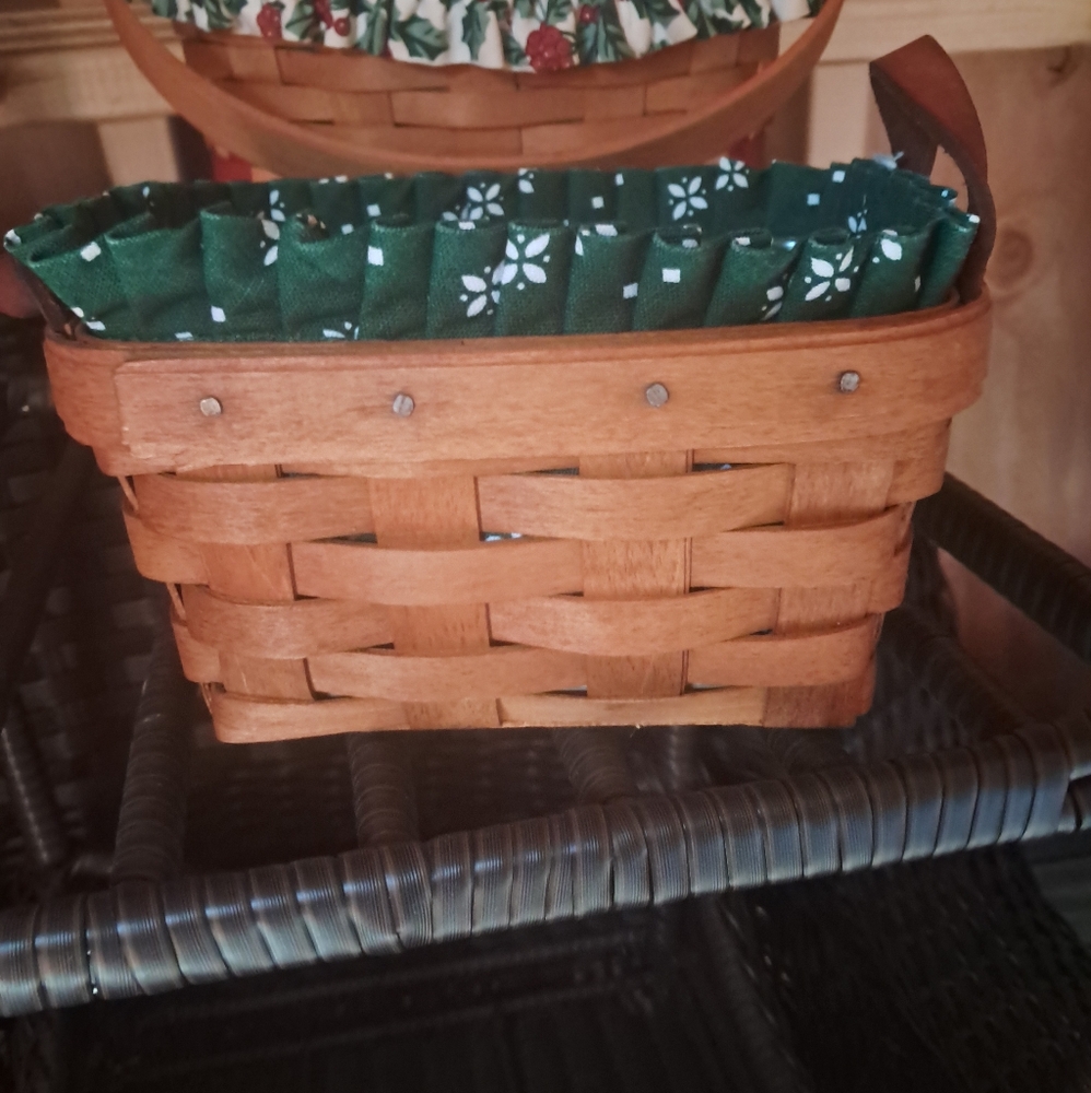 Longaberger Brown Basket with Green Liner